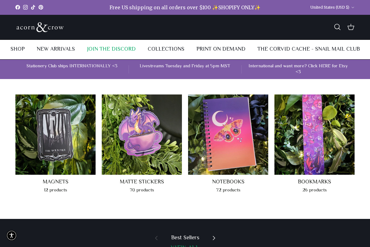Acornandcrowstudio homepage screenshot