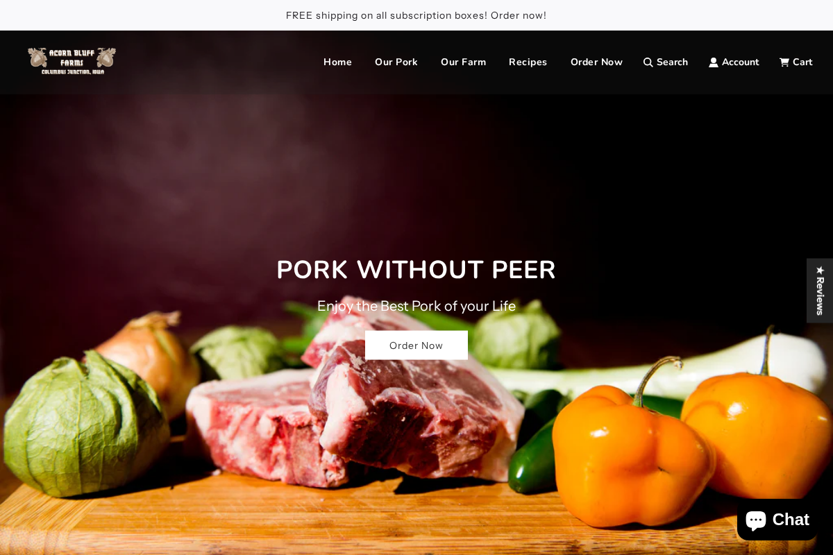 Acorn Bluff Farms homepage screenshot