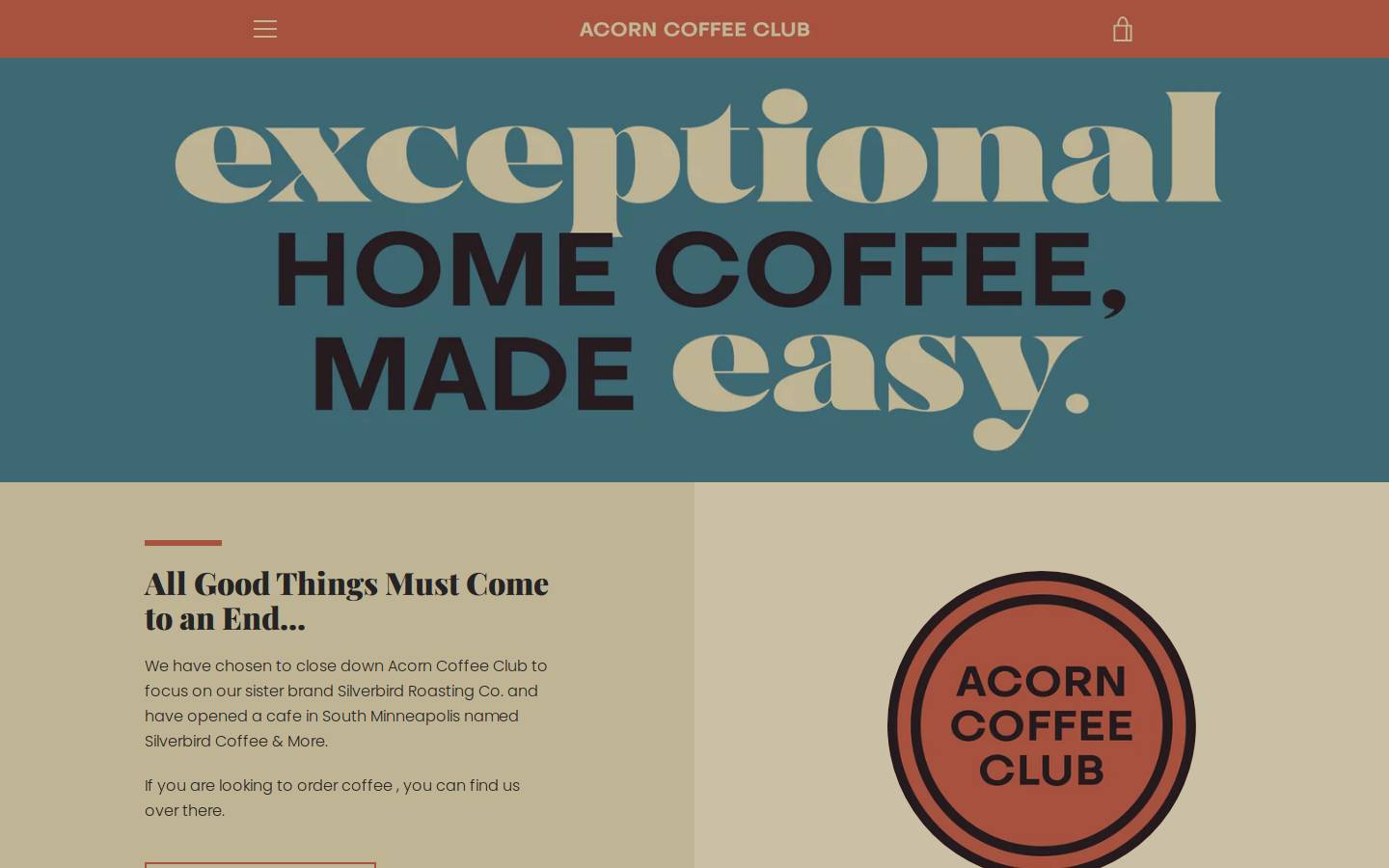 acorncoffeeclub.com homepage screenshot