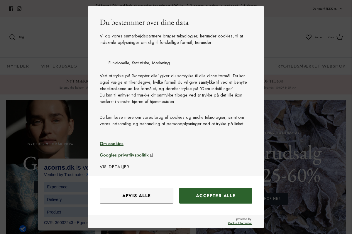 Acorns.dk homepage screenshot