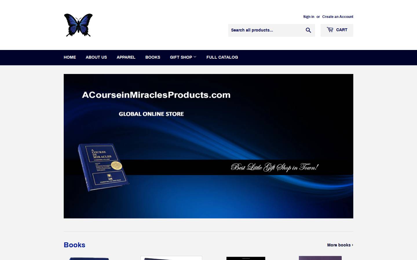 acourseinmiraclesproducts.com homepage screenshot