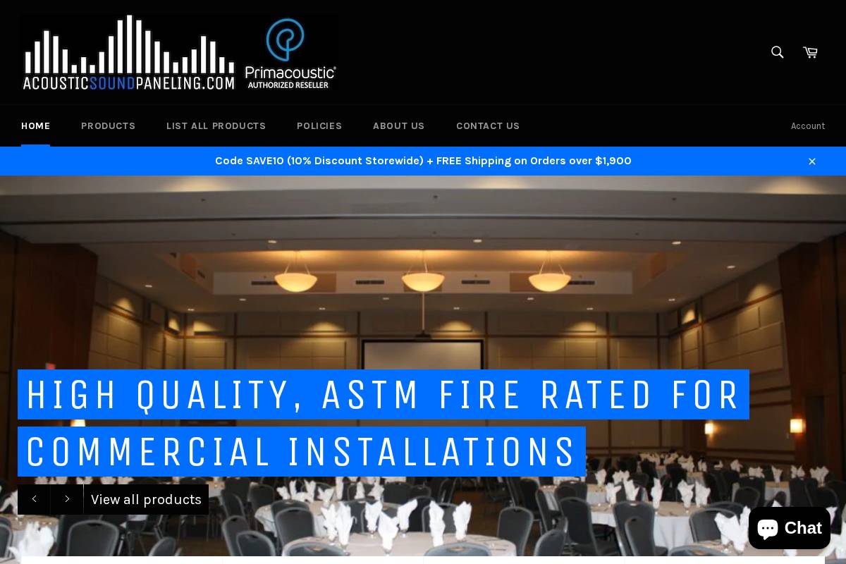 acousticsoundpaneling.com homepage screenshot