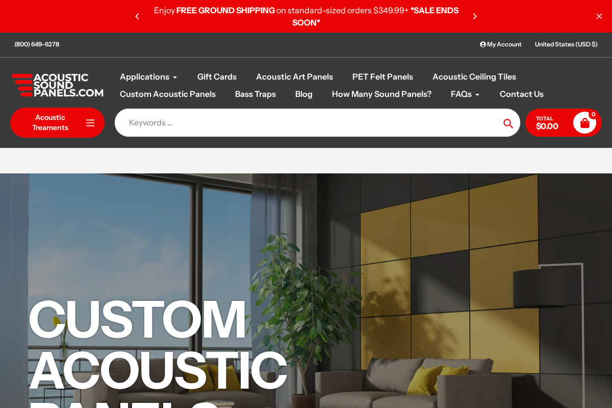 Acoustic Sound Panels homepage screenshot