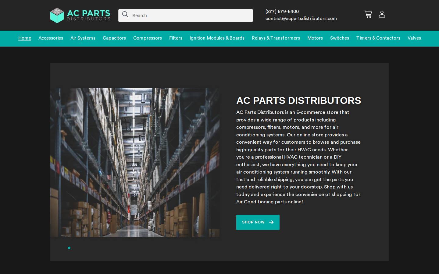 acpartsdistributors.com homepage screenshot