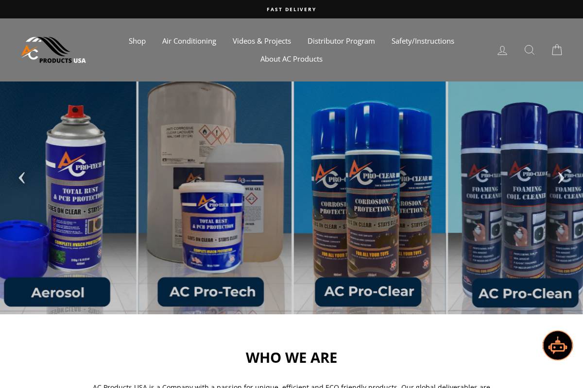 acproductsusa.com homepage screenshot