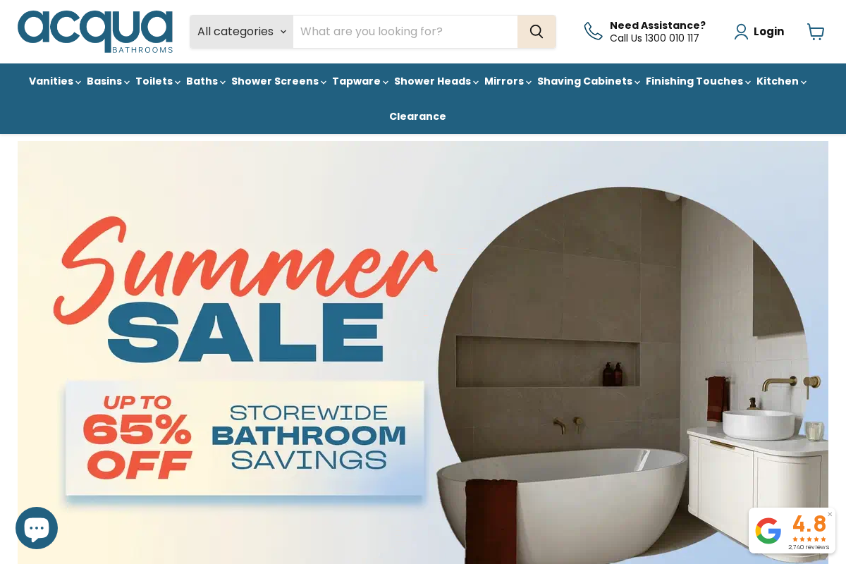 Acqua Bathrooms homepage screenshot