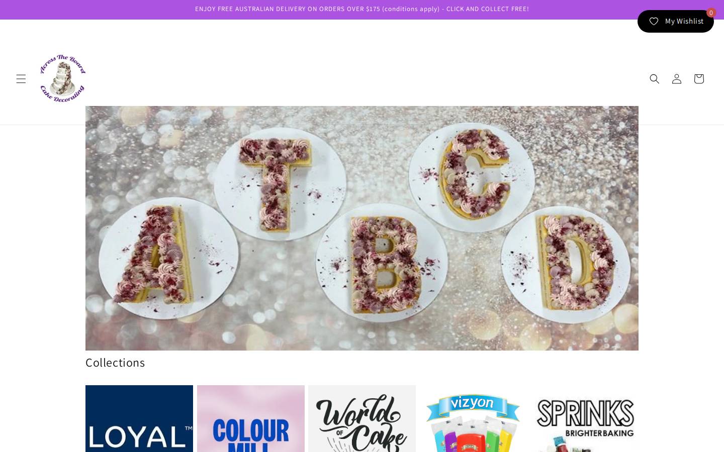 acrosstheboardcakedecorating.com.au homepage screenshot