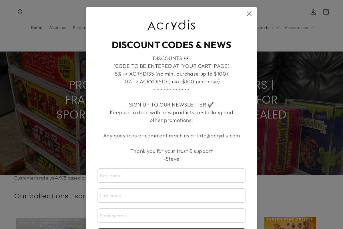 Acrydis homepage screenshot