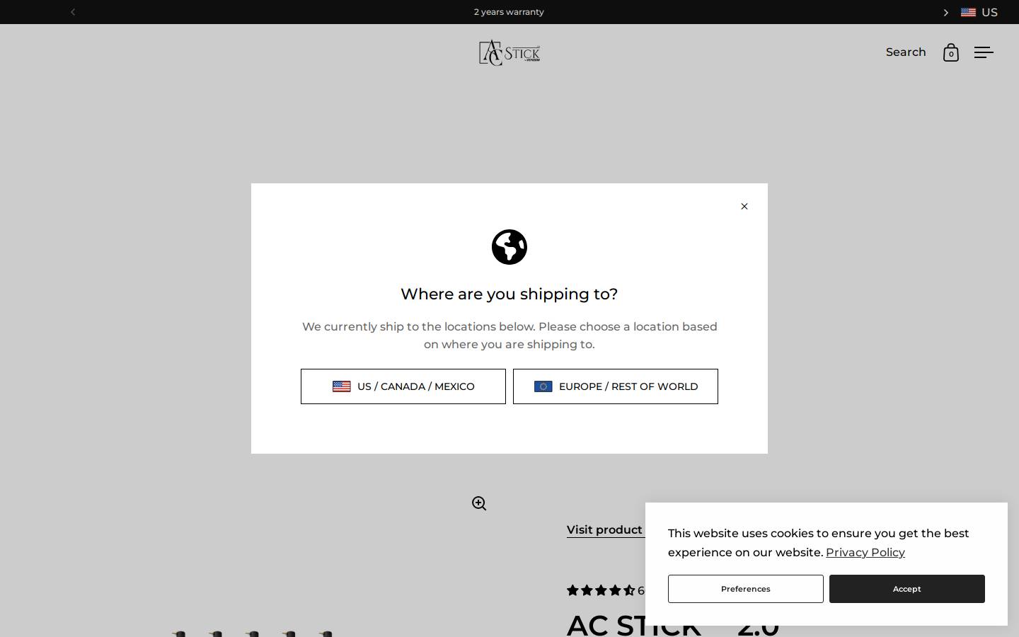 AC STICK homepage screenshot