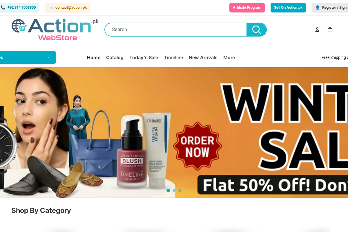 Action homepage screenshot