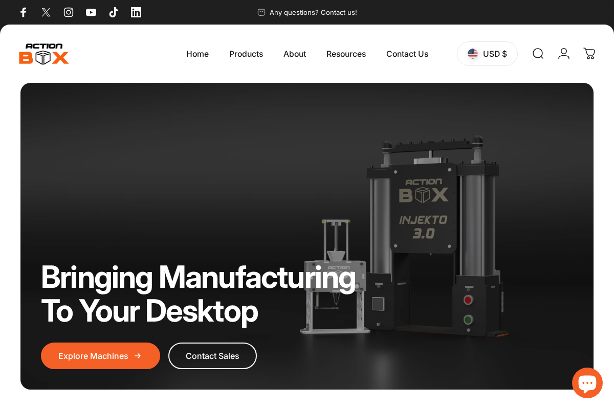 Action BOX homepage screenshot