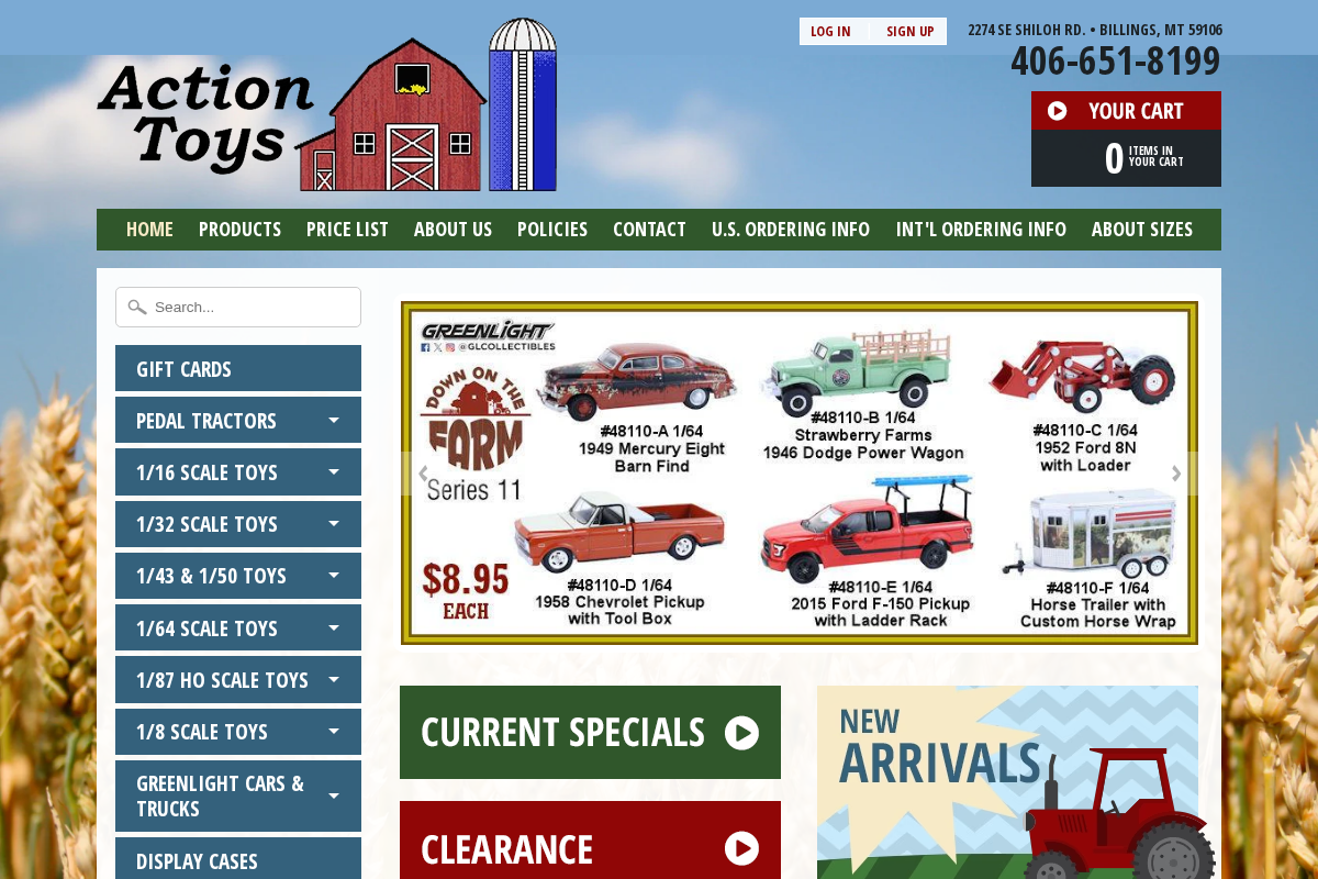 Action Toys homepage screenshot