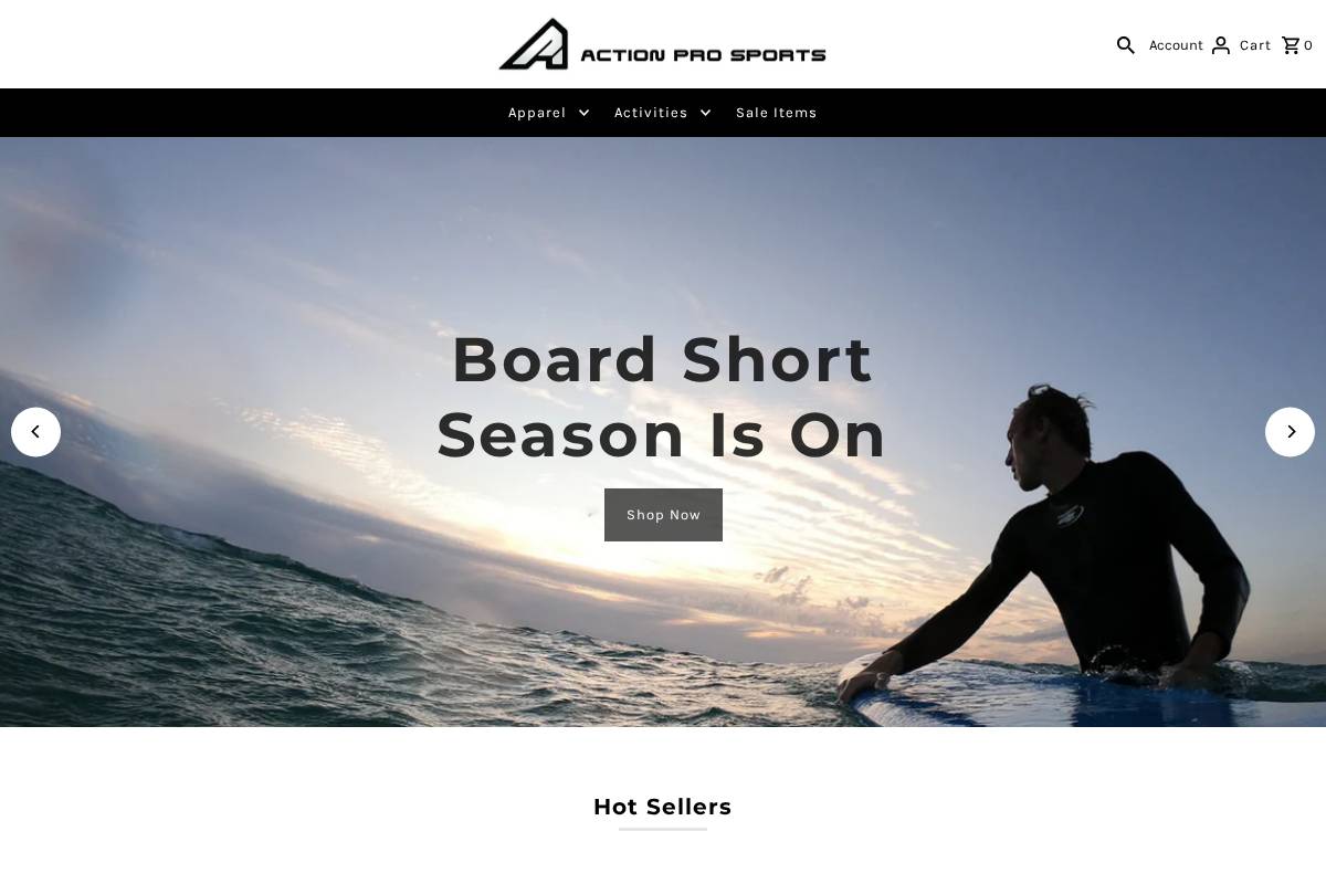 actionprosports.com homepage screenshot
