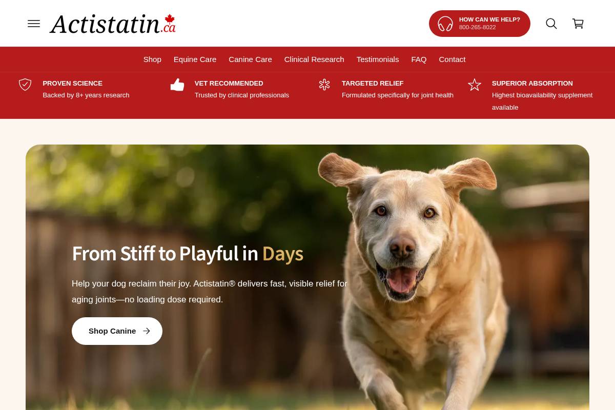 actistatin.ca homepage screenshot