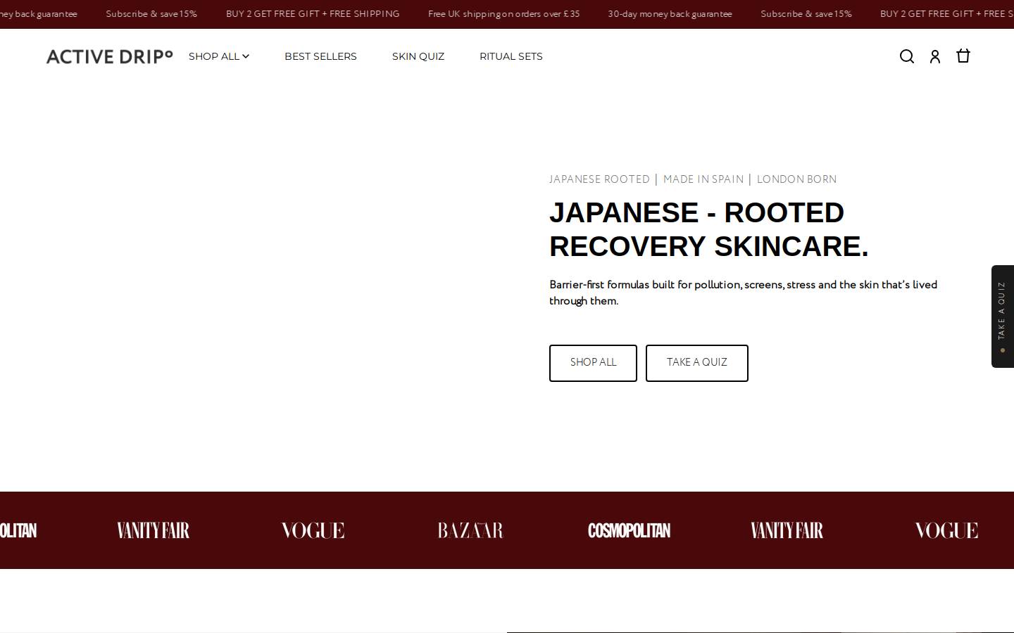 Active Drip homepage screenshot