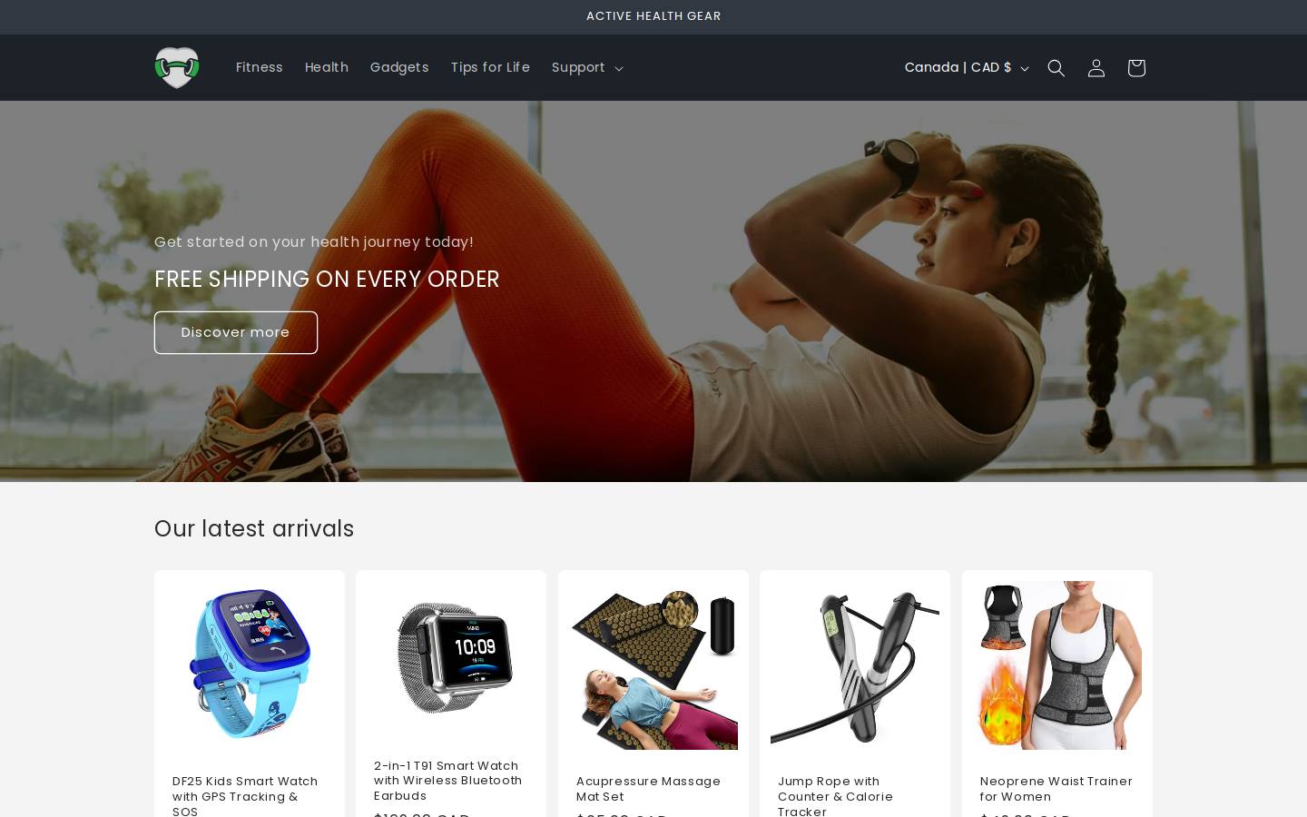 activehealthgear.com homepage screenshot