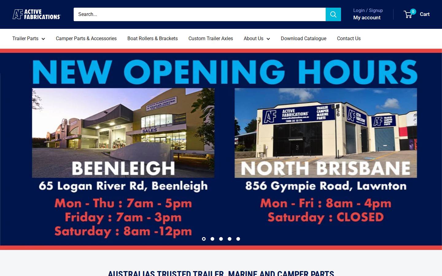 activetrailermarine.com.au homepage screenshot