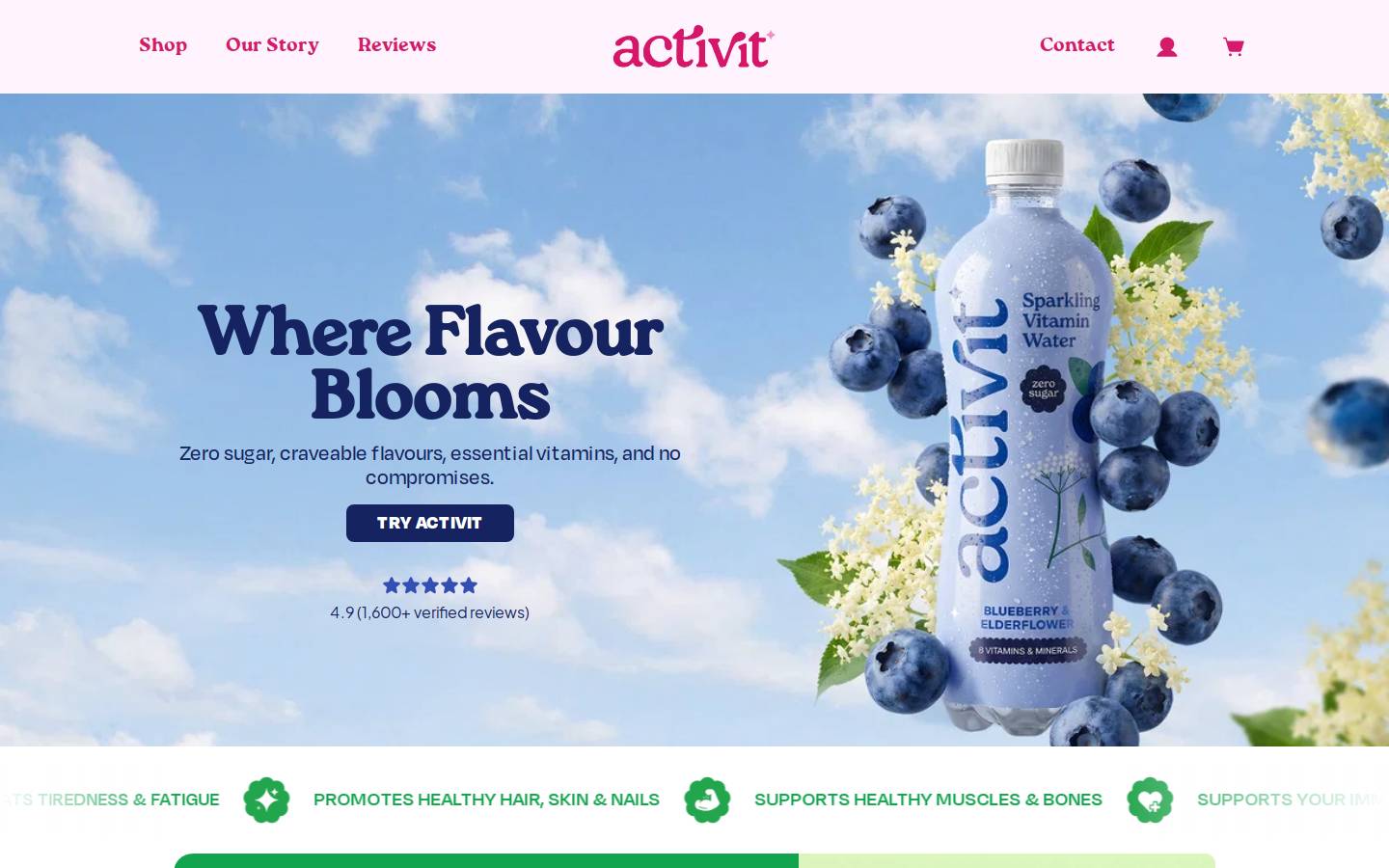 activitdrinks.com homepage screenshot