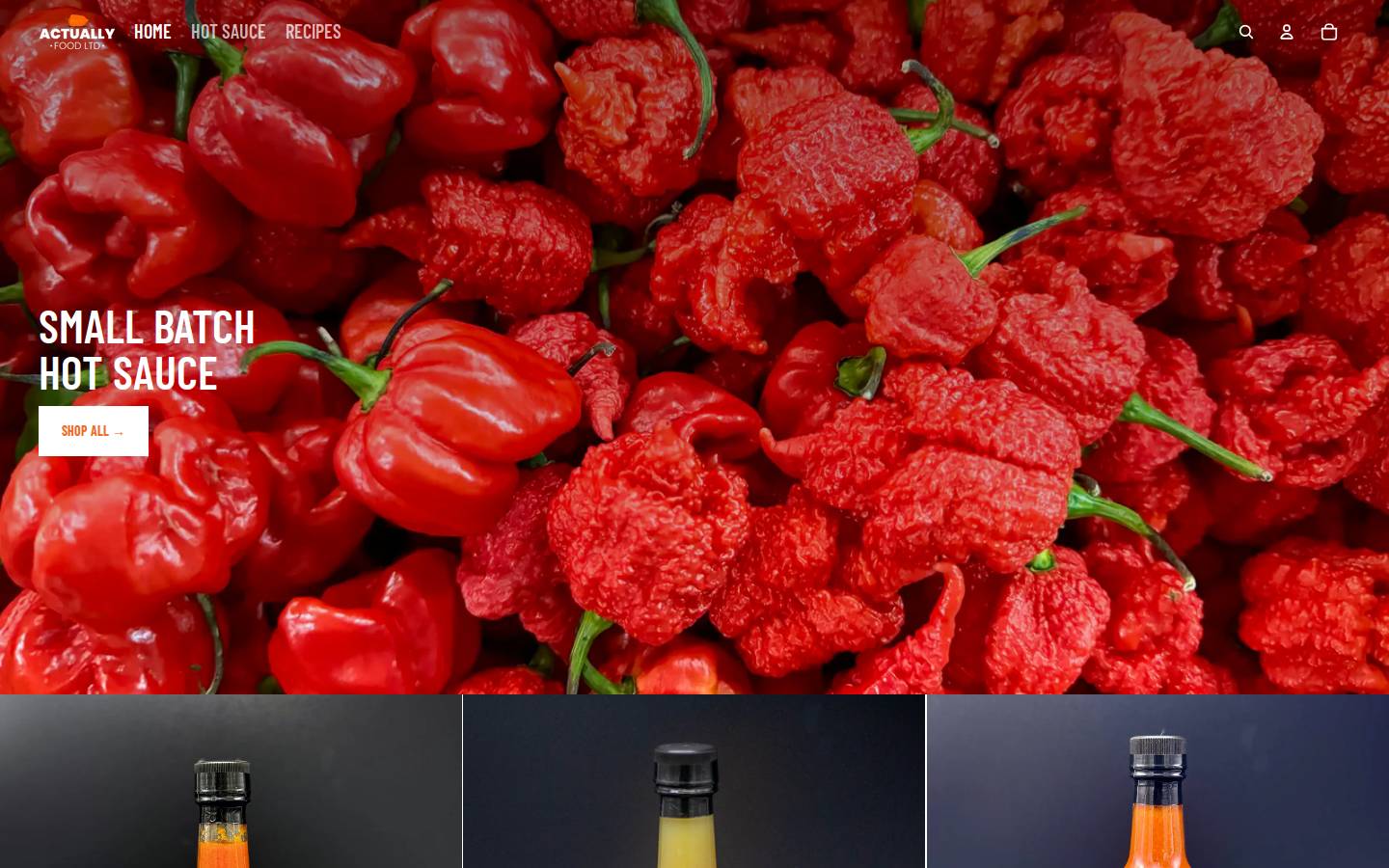 actually-food.com homepage screenshot