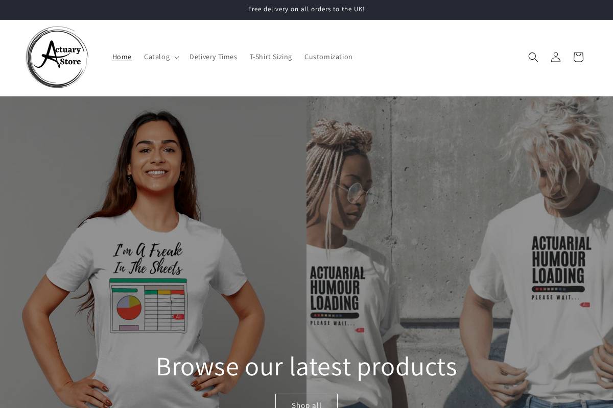Actuary Store homepage screenshot