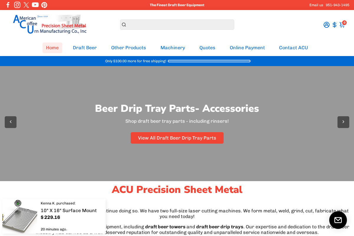 Draft Beer Equipment Manufacturer homepage screenshot
