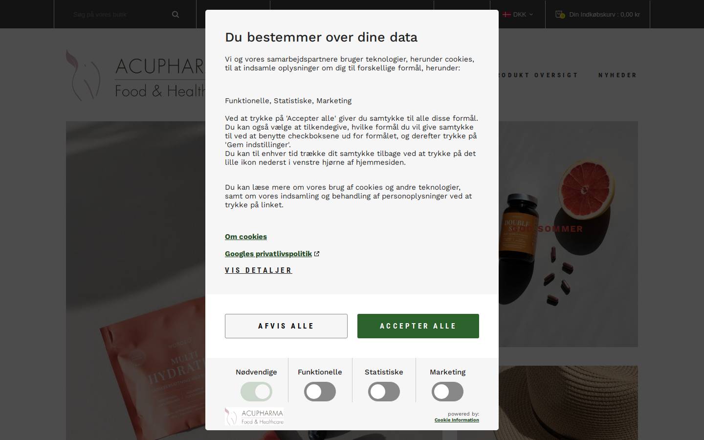 acupharmashop.dk homepage screenshot