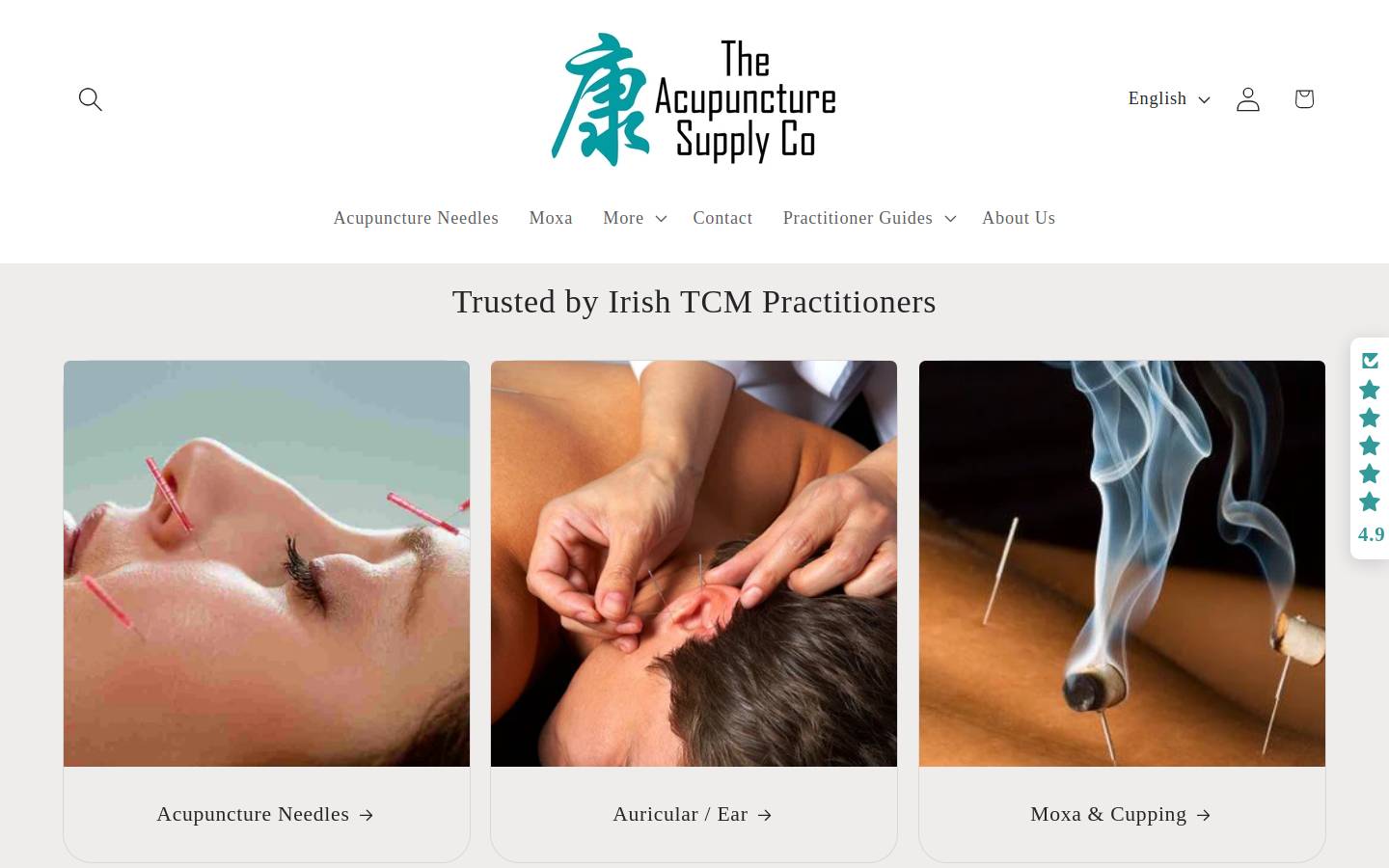 acupuncturesupplies.net homepage screenshot