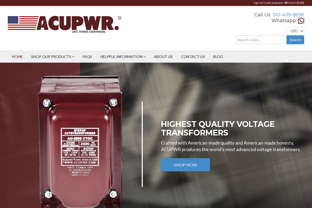 ACUPWR homepage screenshot