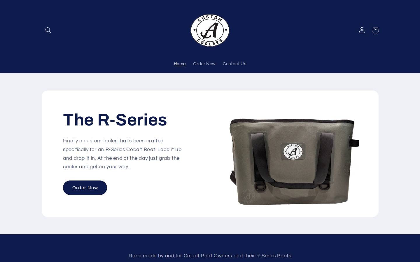 acustomcoolers.com homepage screenshot
