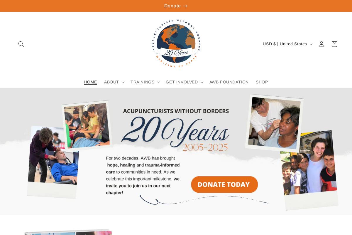 acuwithoutborders.org homepage screenshot