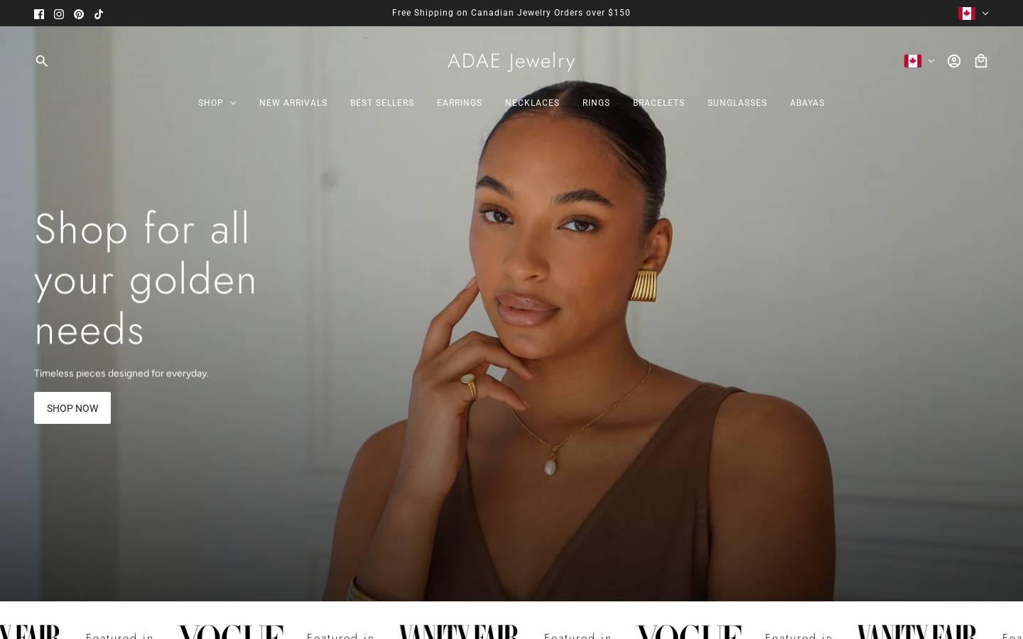 adaejewelry.com homepage screenshot