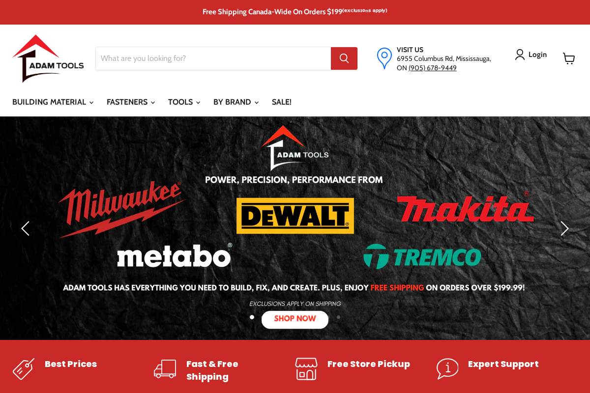 adam-tools.com homepage screenshot