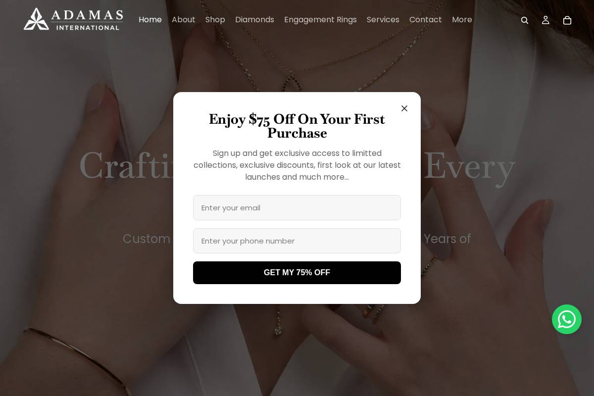 Adamas International homepage screenshot