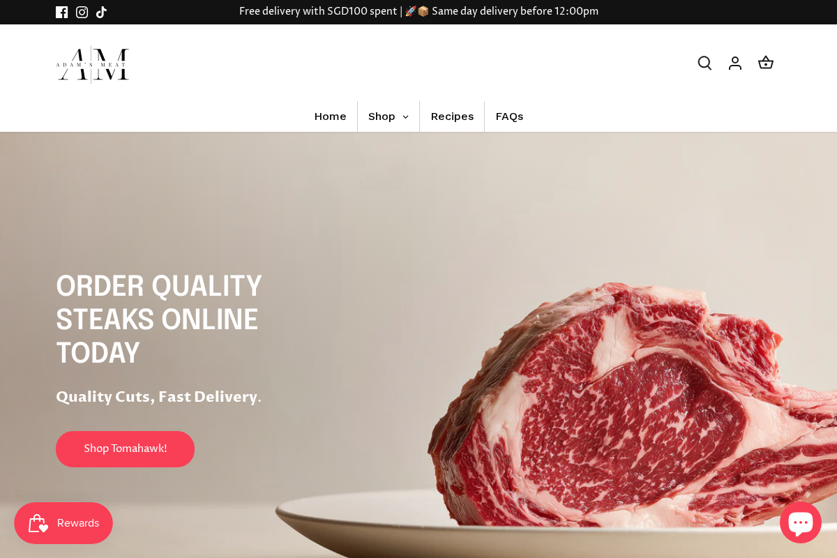 Adam's Meat homepage screenshot