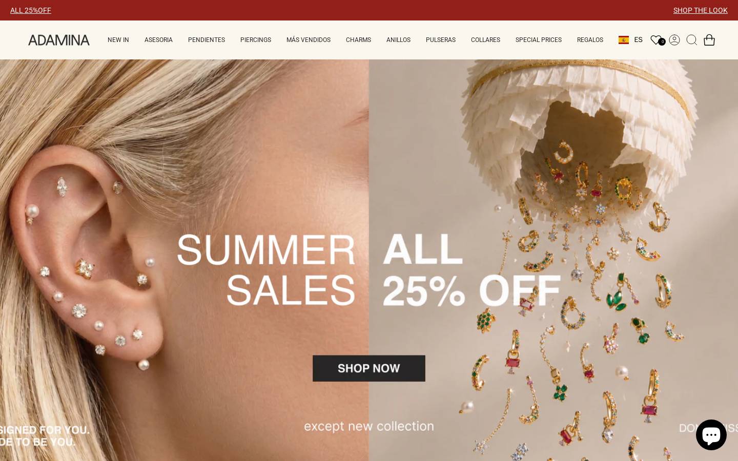 adaminajewelry.com homepage screenshot