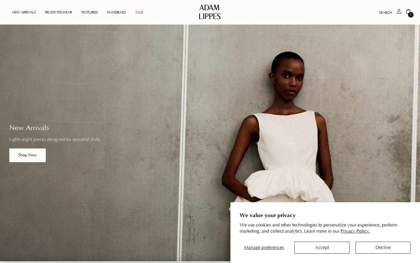 Adam Lippes homepage screenshot