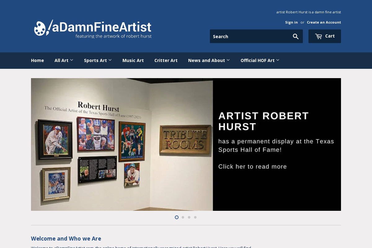 aDamnFineArtist.com homepage screenshot
