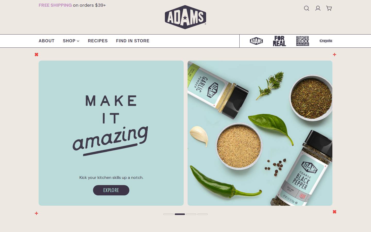 adams1888.com homepage screenshot