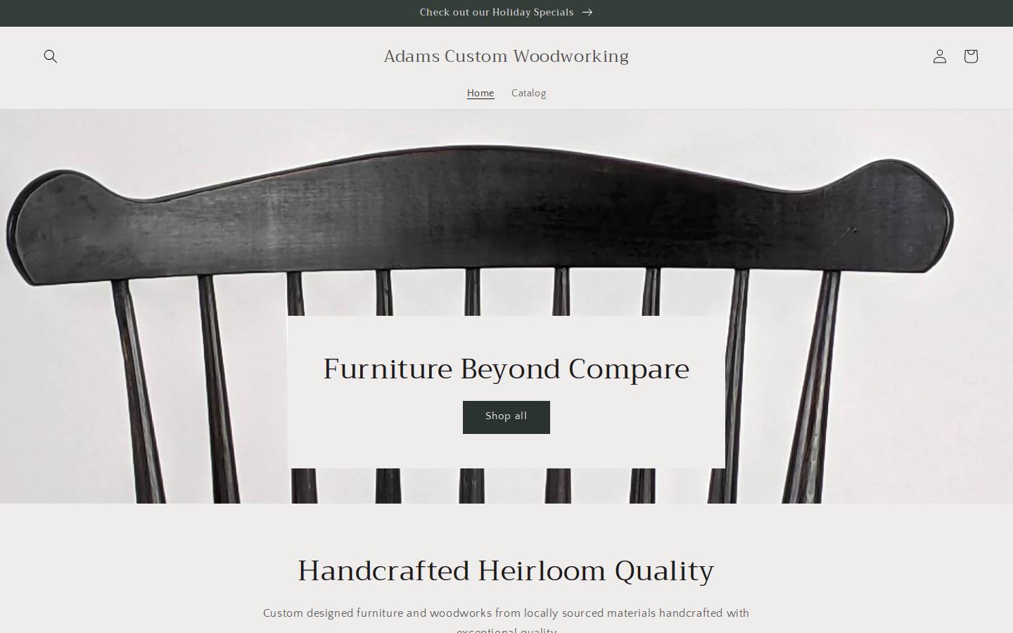 adamscustomwoodworking.com homepage screenshot