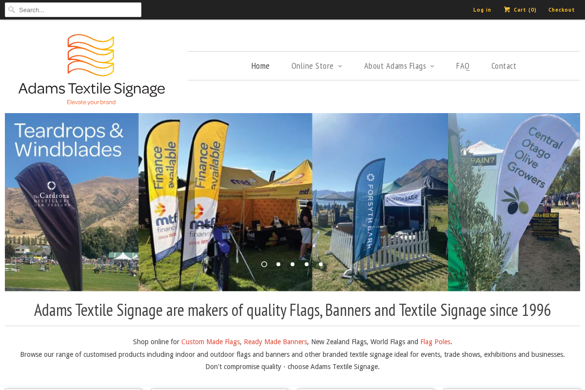 Adams Textile Signage homepage screenshot