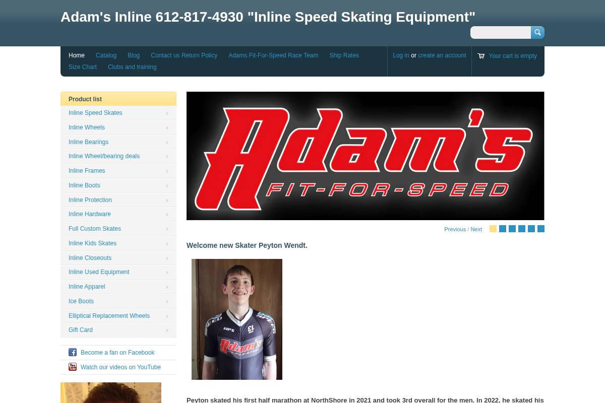 adamsinline.com homepage screenshot