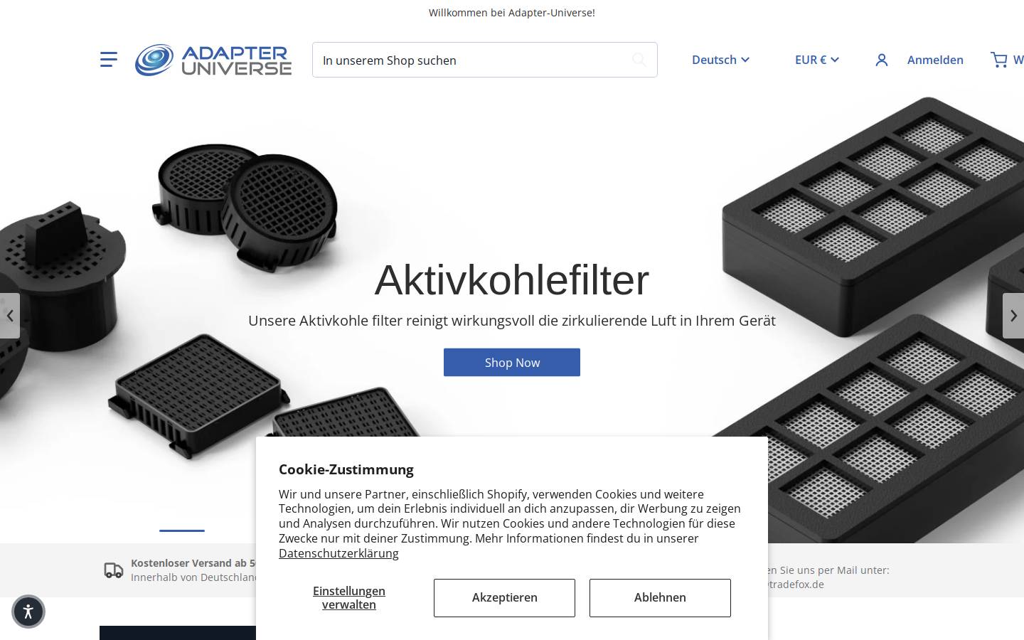 adapter-universe.de homepage screenshot