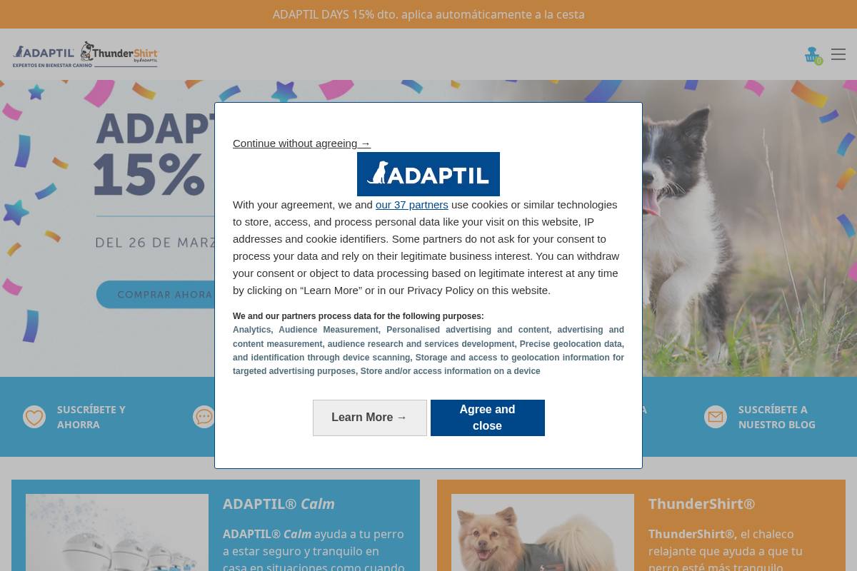 Adaptil homepage screenshot