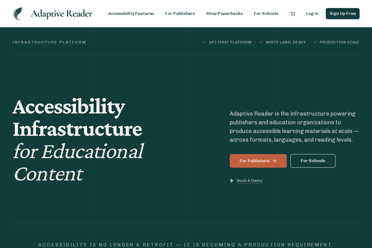 adaptivereader.com homepage screenshot