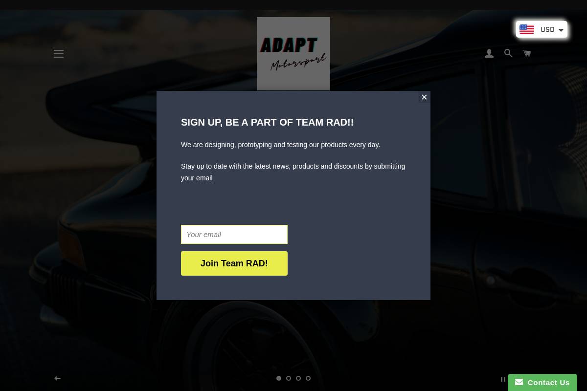 adaptmotorsport.com homepage screenshot