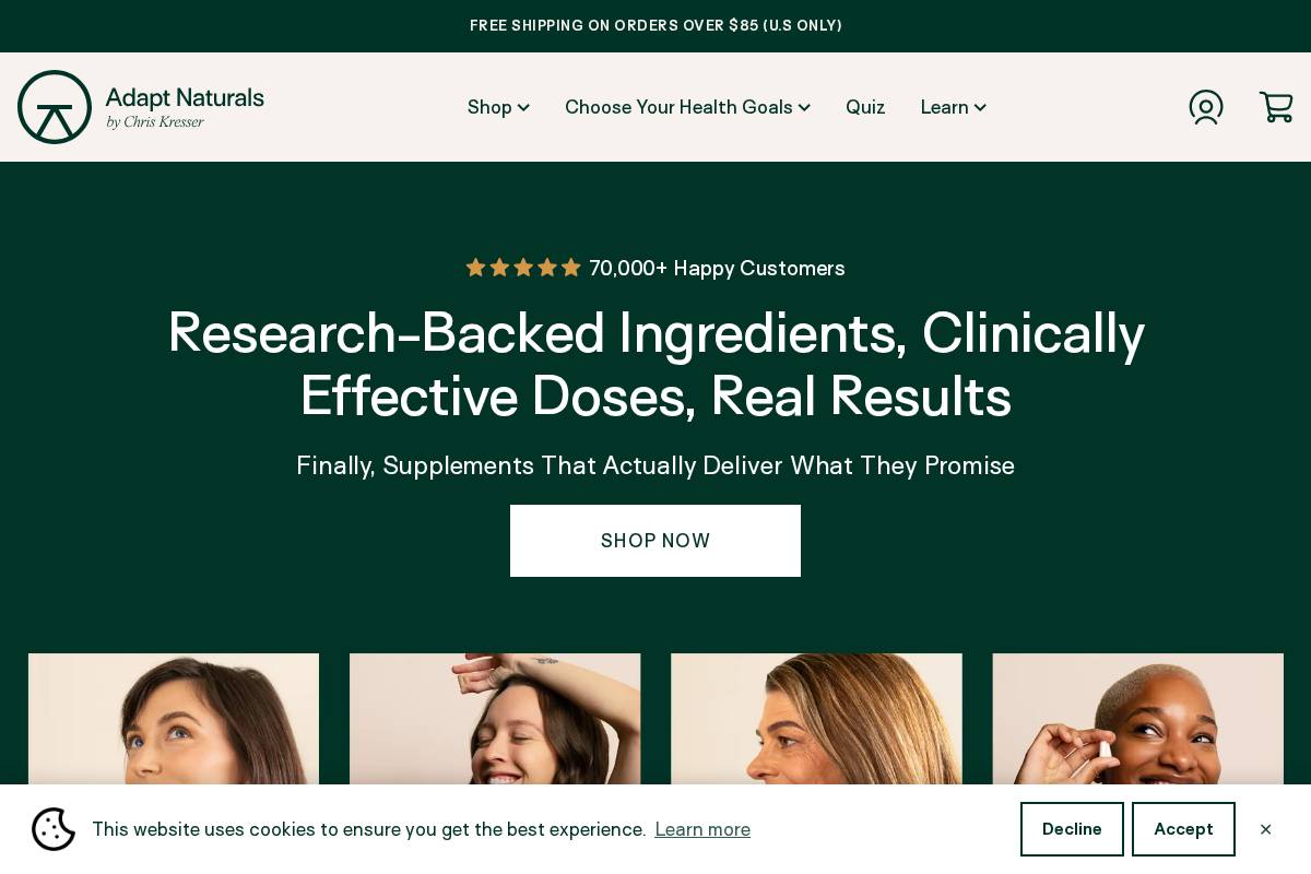 Adaptnaturals homepage screenshot