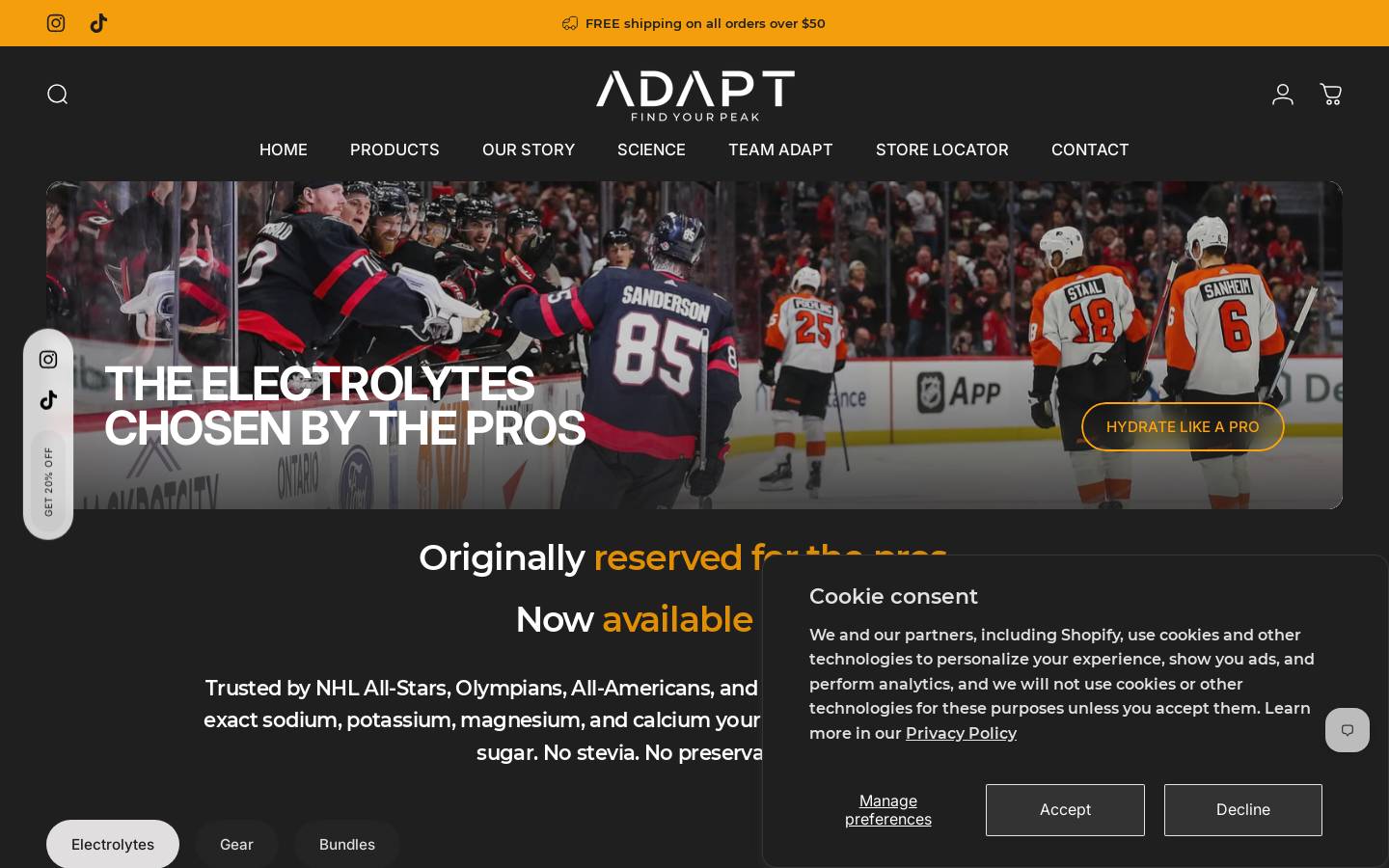 adaptnutrition.co homepage screenshot