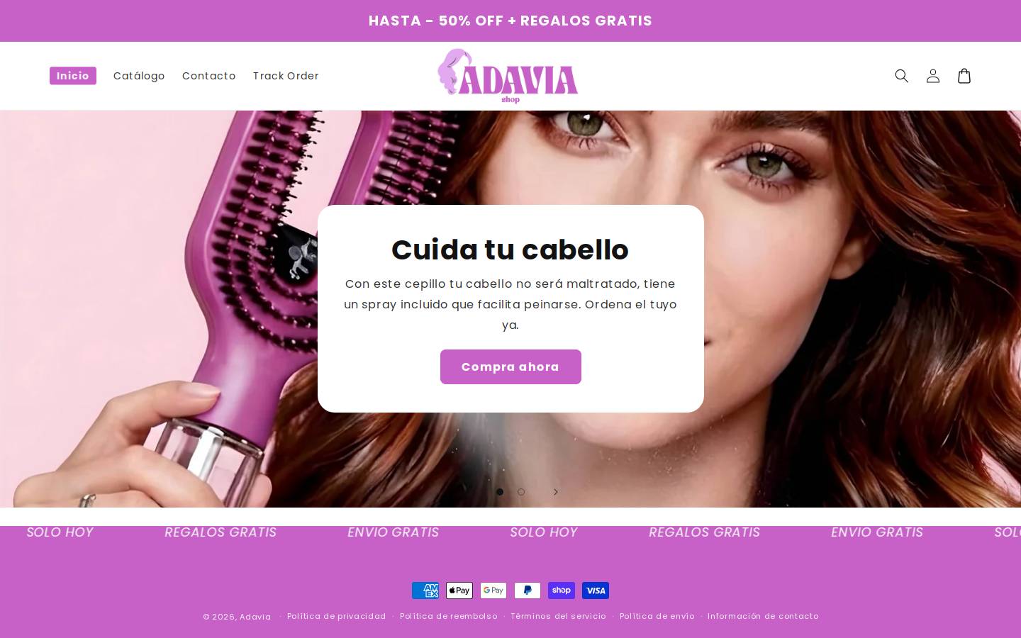 adavia.store homepage screenshot