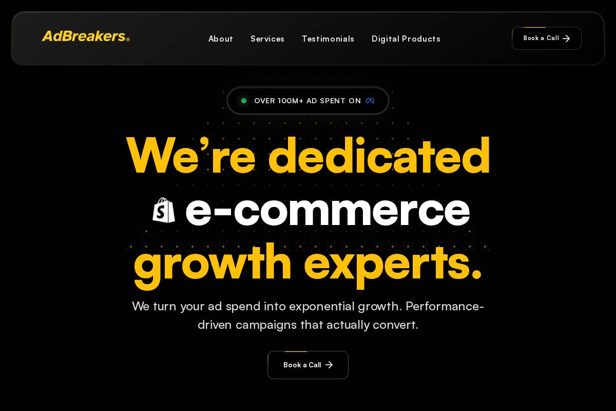 AdBreakers homepage screenshot