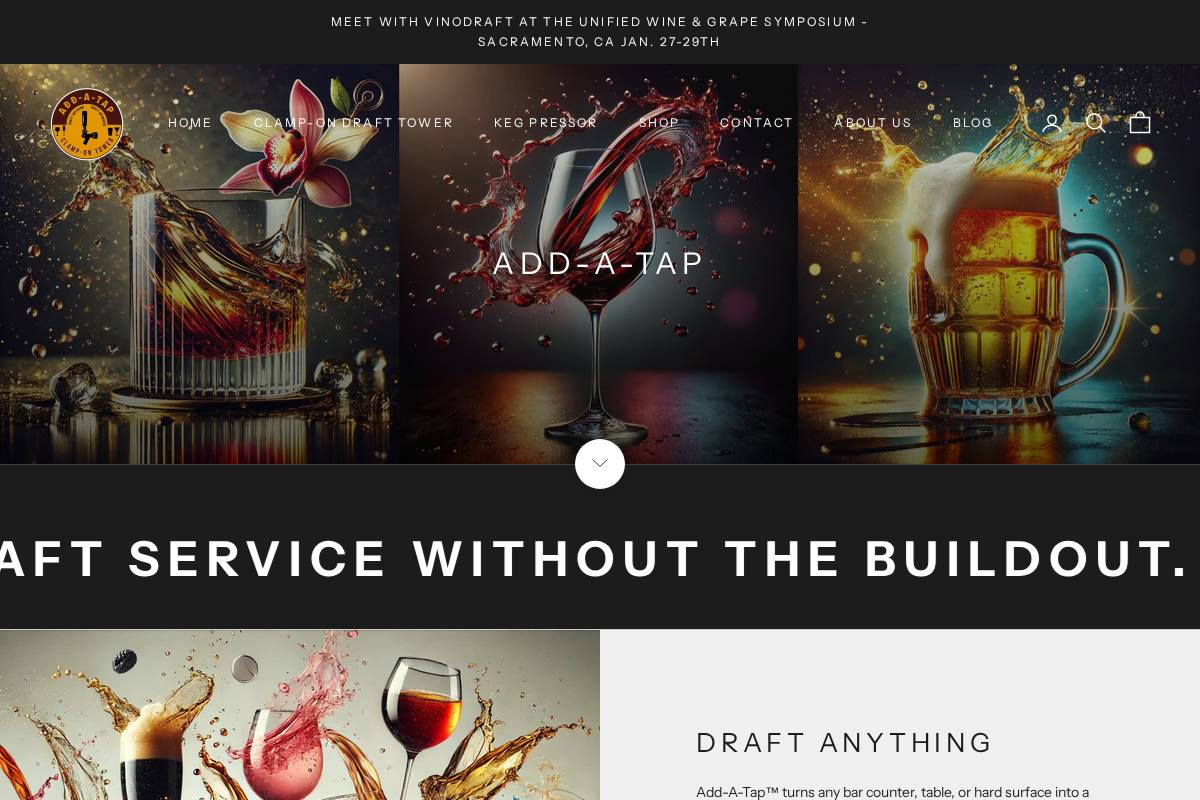 addatap.com homepage screenshot